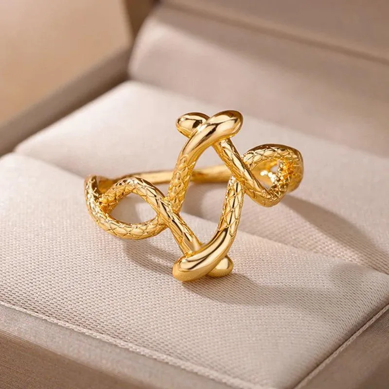 New In Twisted Snake Rings For Women and Girls - 14K Gold Colour Stainless Steel Aesthetic Luxury Vintage Rings