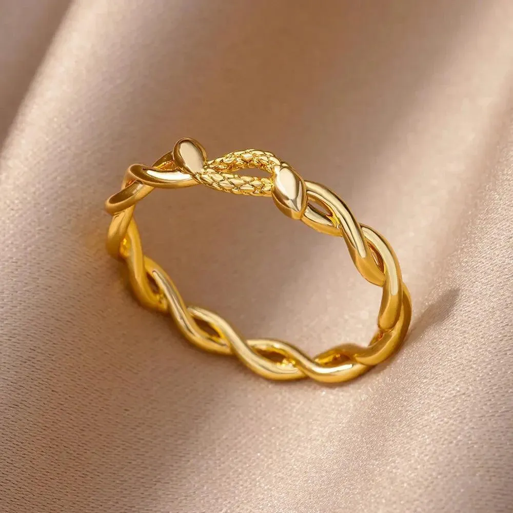 New In Twisted Snake Rings For Women and Girls - 14K Gold Colour Stainless Steel Aesthetic Luxury Vintage Rings