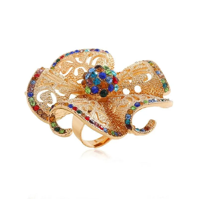 NEW VINTAGE RINGS Princess Queen Big Geometric Hollow Flower Chunky Bohemian Rings