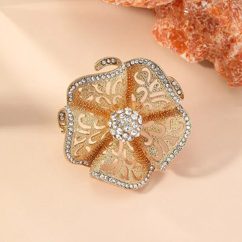 NEW VINTAGE RINGS Princess Queen Big Geometric Hollow Flower Chunky Bohemian Rings
