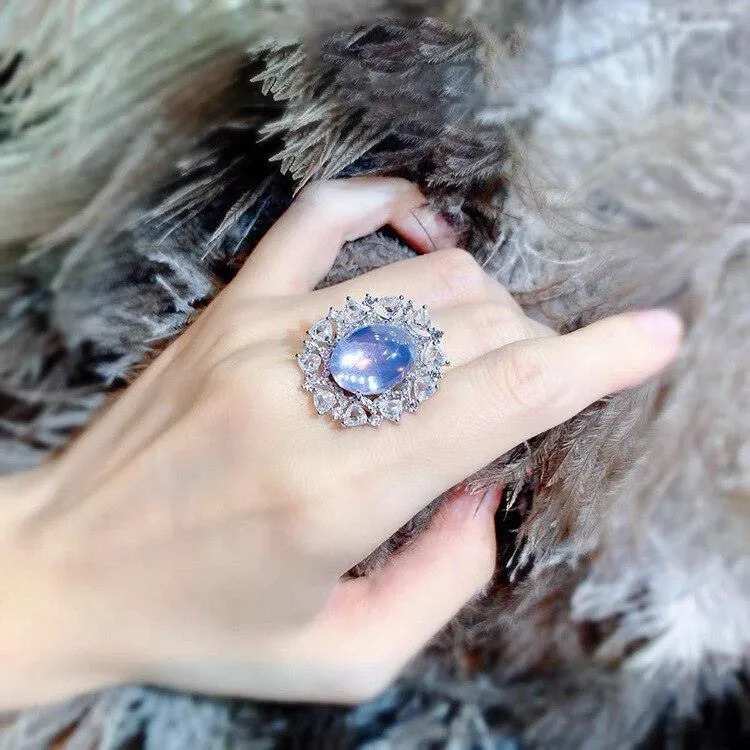 NEW VINTAGE RINGS Retro Fashion Bright Moonstone Adjustable Size Luxury Jewellery Rings