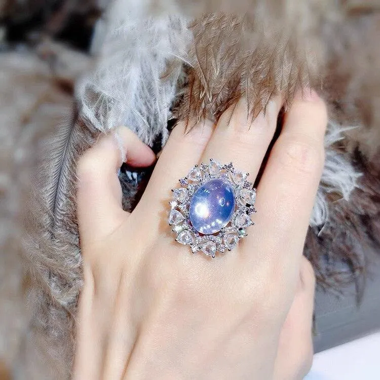 NEW VINTAGE RINGS Retro Fashion Bright Moonstone Adjustable Size Luxury Jewellery Rings
