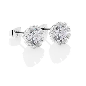 Newbridge Silver Flower Earrings Clear Stones