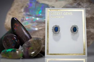 Opal Sparkling Oval Stud Silver Earrings