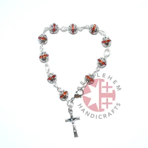 Orange Crystal Prayer Bracelet 6mm Beads