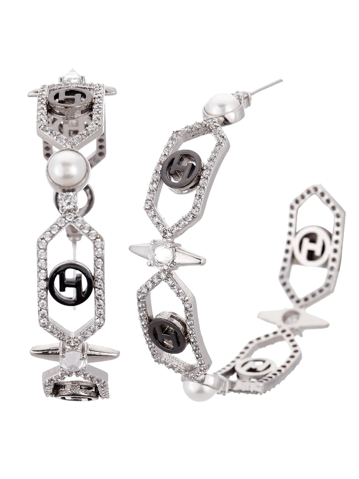 Outhouse   I    OH Celeste Biscayne Boulevard Sirius Hoop Earrings Silver New OHAW19EA091