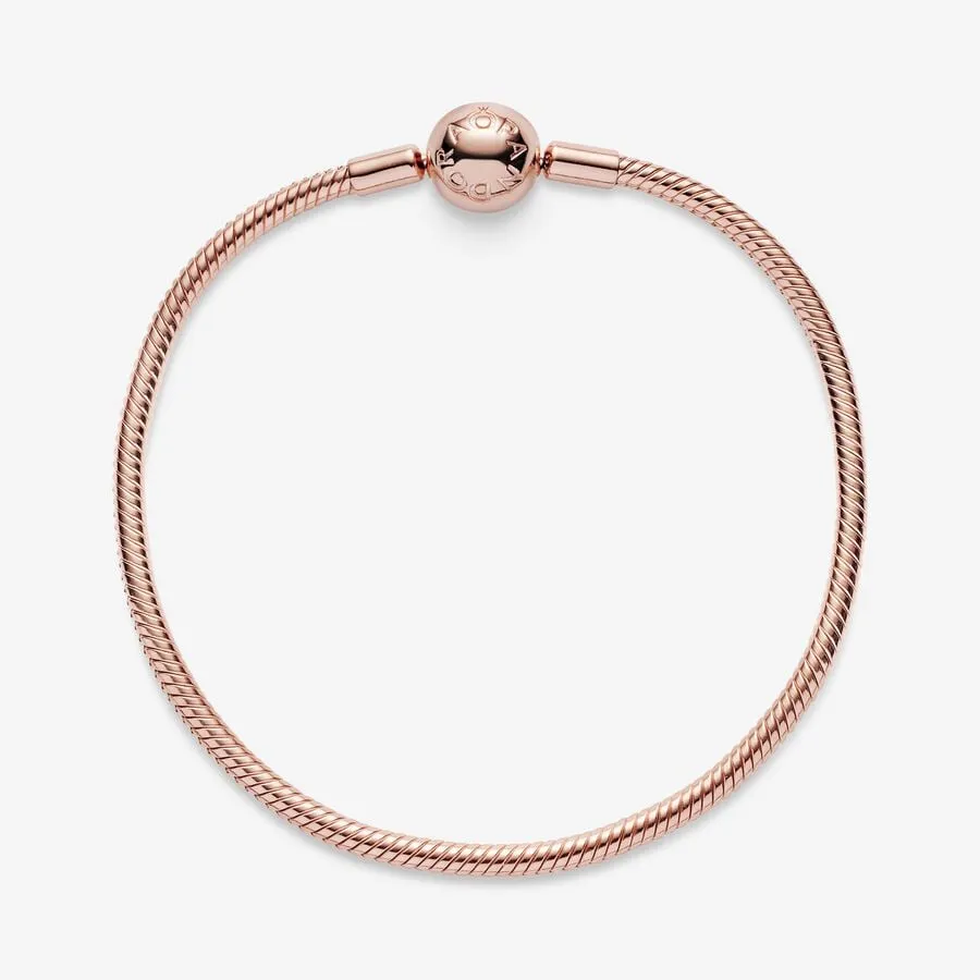 Pandora Rose Gold Plated Moments Snake Chain Bracelet - 19cm