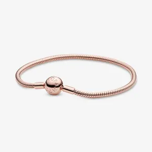 Pandora Rose Gold Plated Moments Snake Chain Bracelet - 19cm