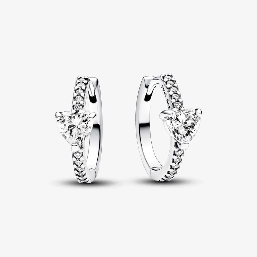Pandora Silver Sparkling Heart Hoop Earrings