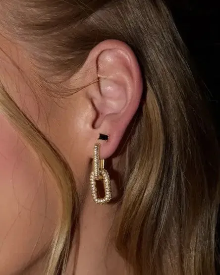 Pave Double Link Hoops - Gold
