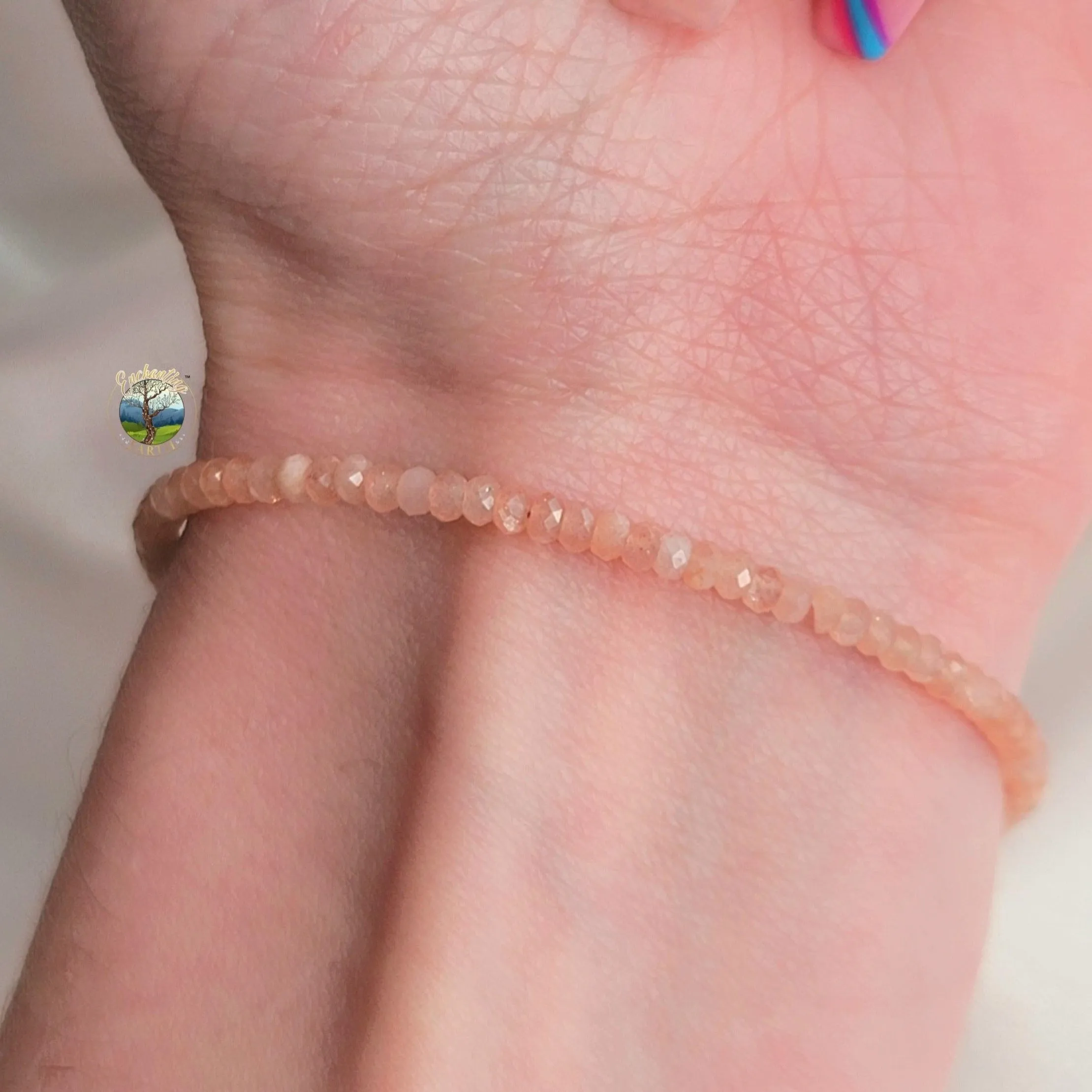 Peach Moonstone Micro Faceted Bracelet  Artistic Expression, Creativity & Manifestation
