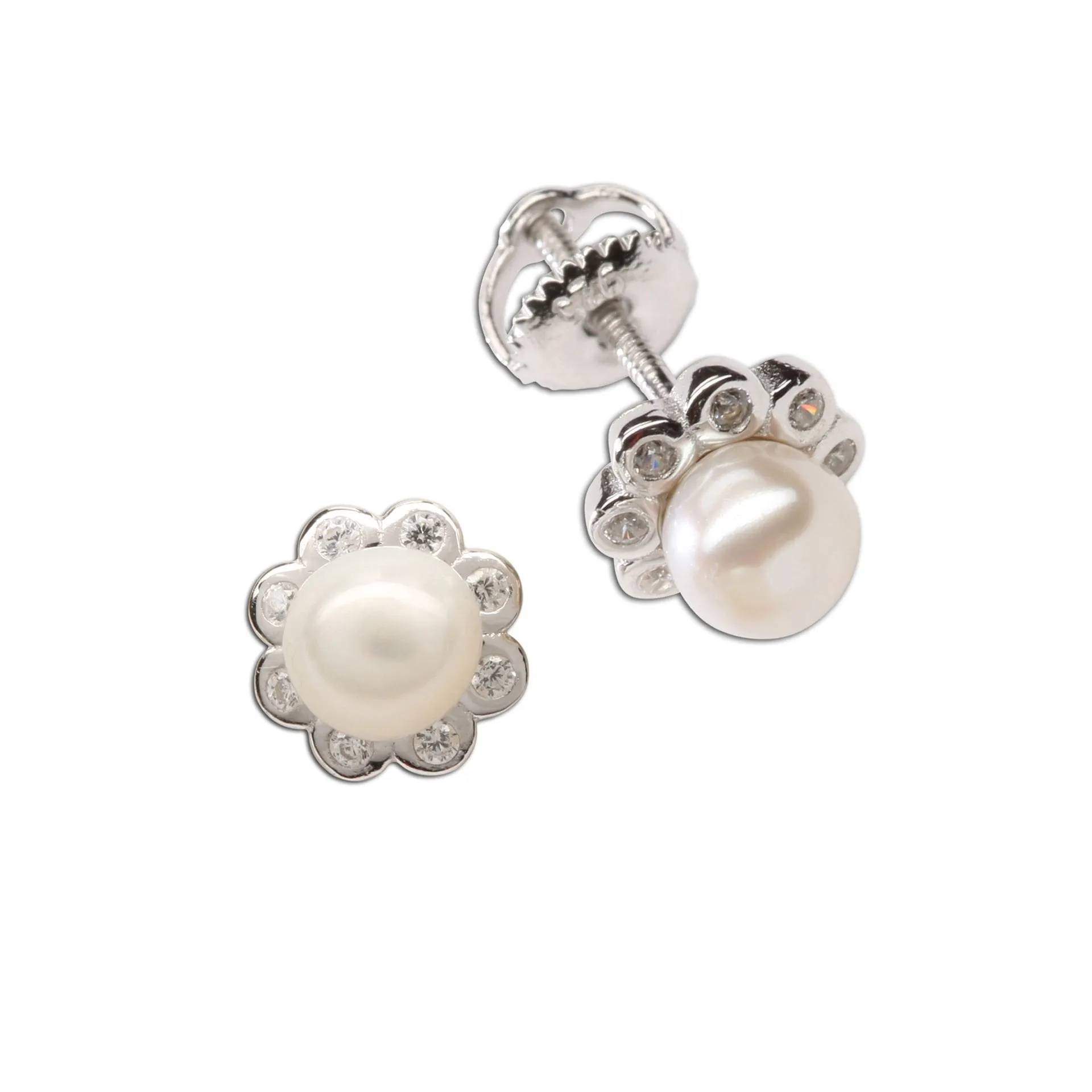 Pearl Button Earring - SS