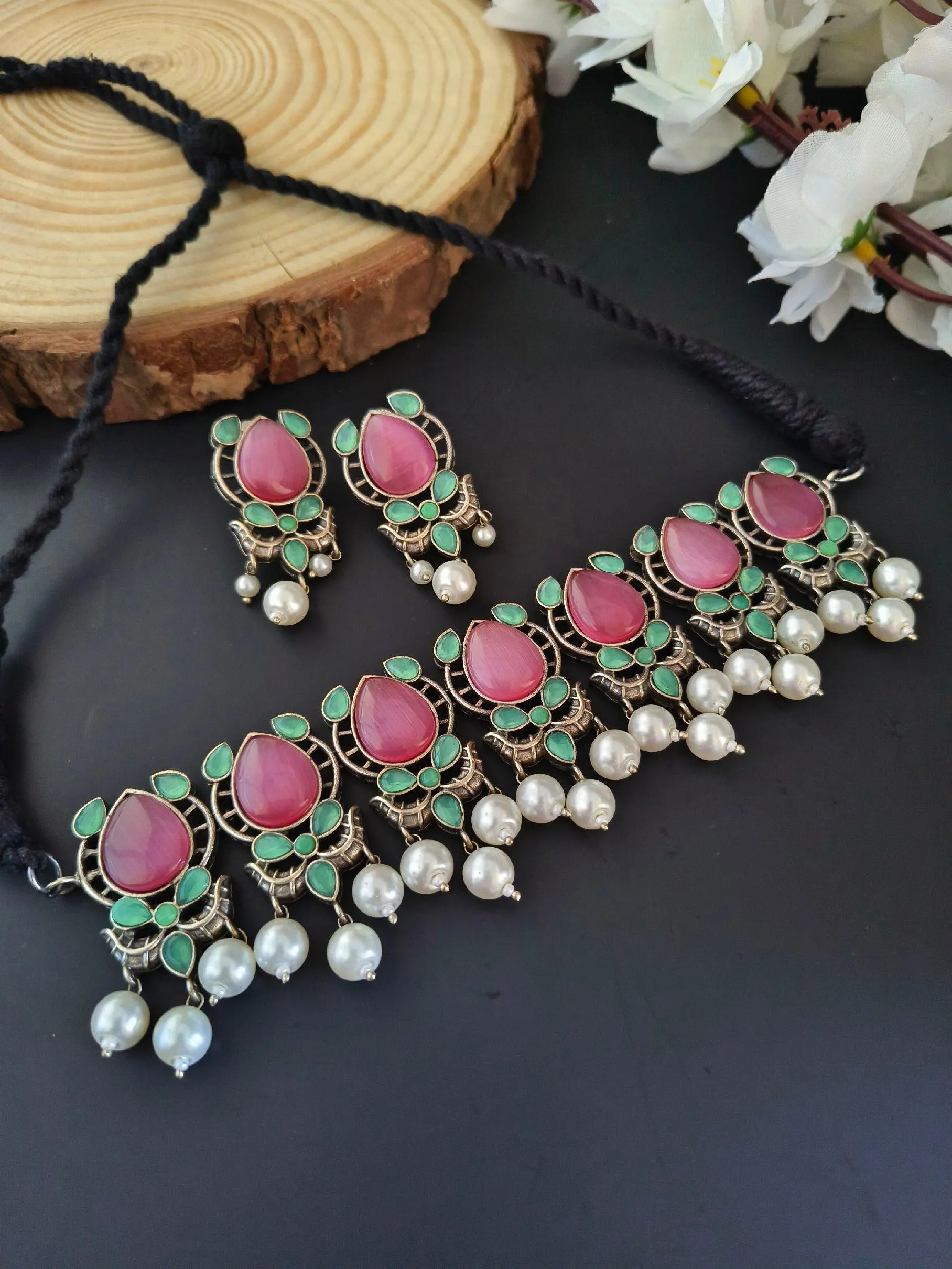 Pearl Oxidized Choker Set | Sarichka
