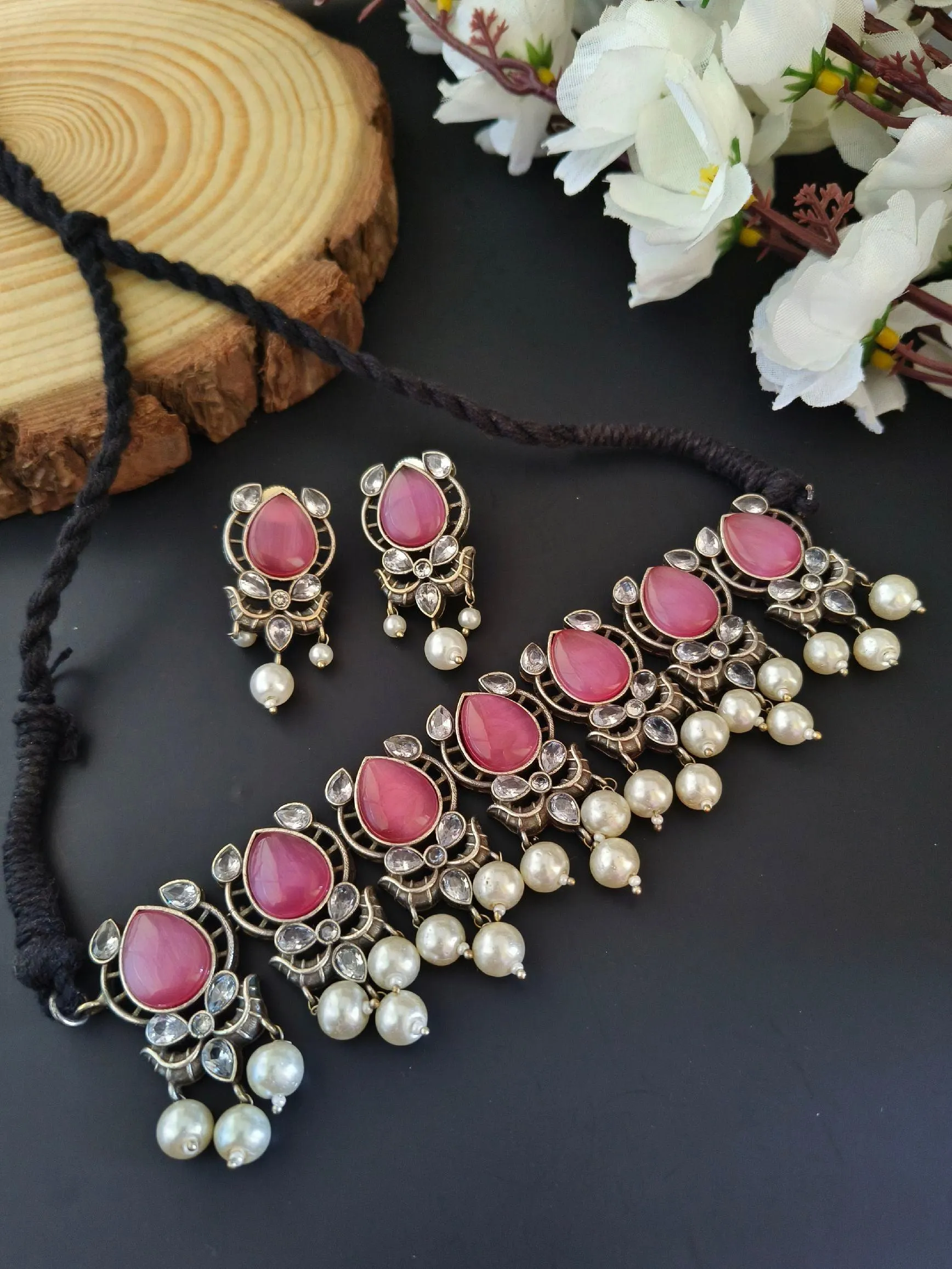 Pearl Oxidized Choker Set | Sarichka