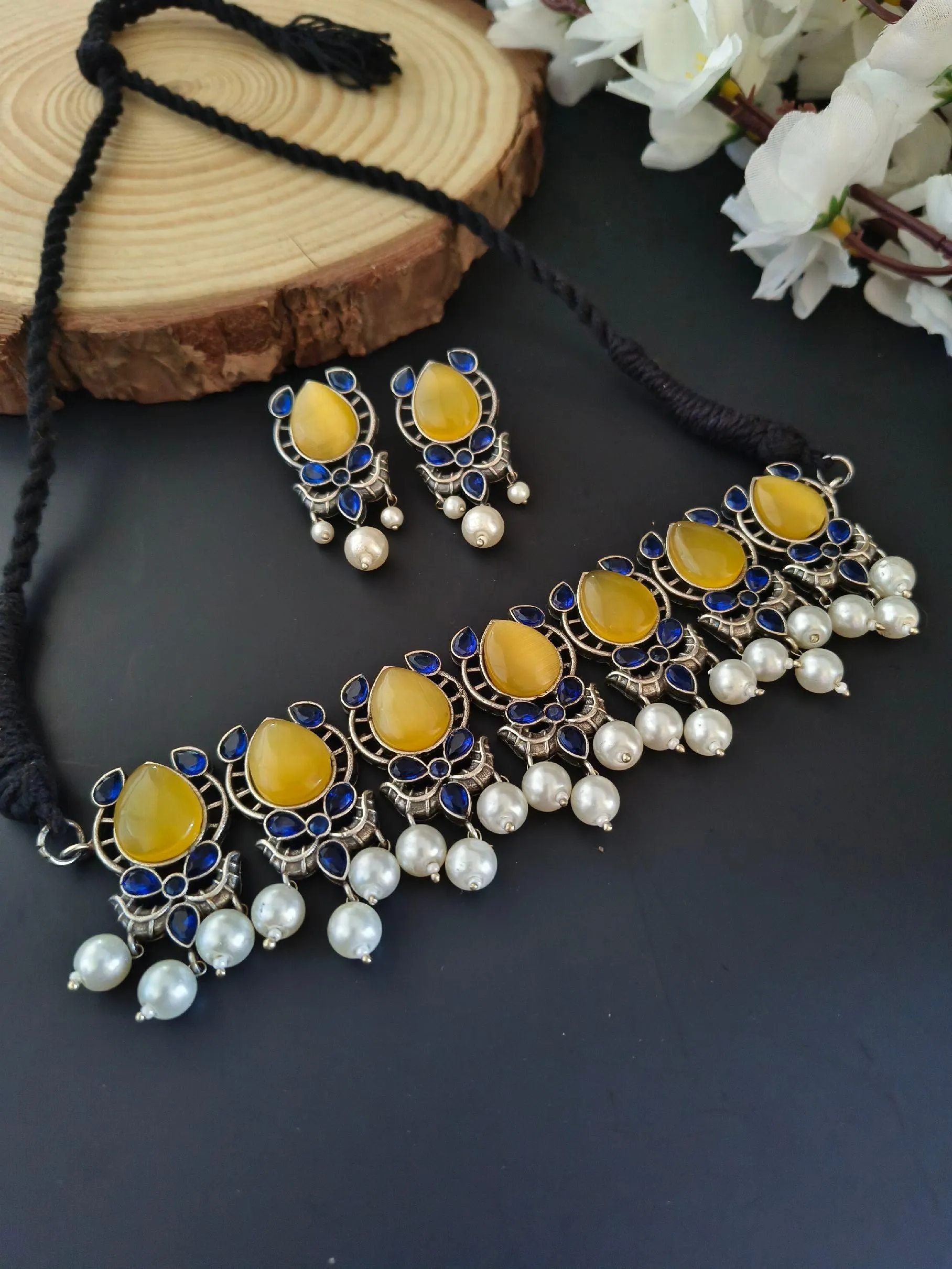 Pearl Oxidized Choker Set | Sarichka