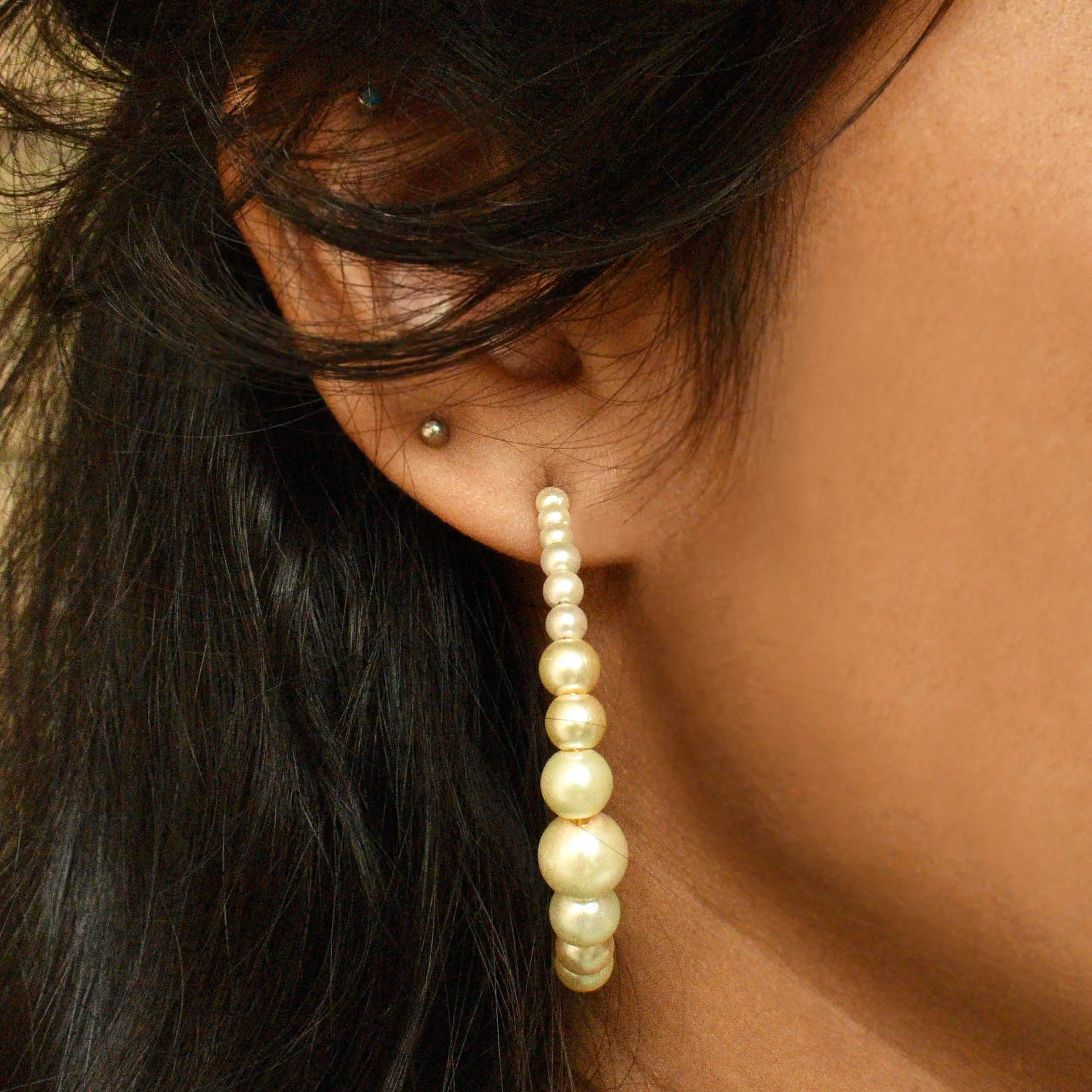 Peppy Pearl Half Hoop Earrings