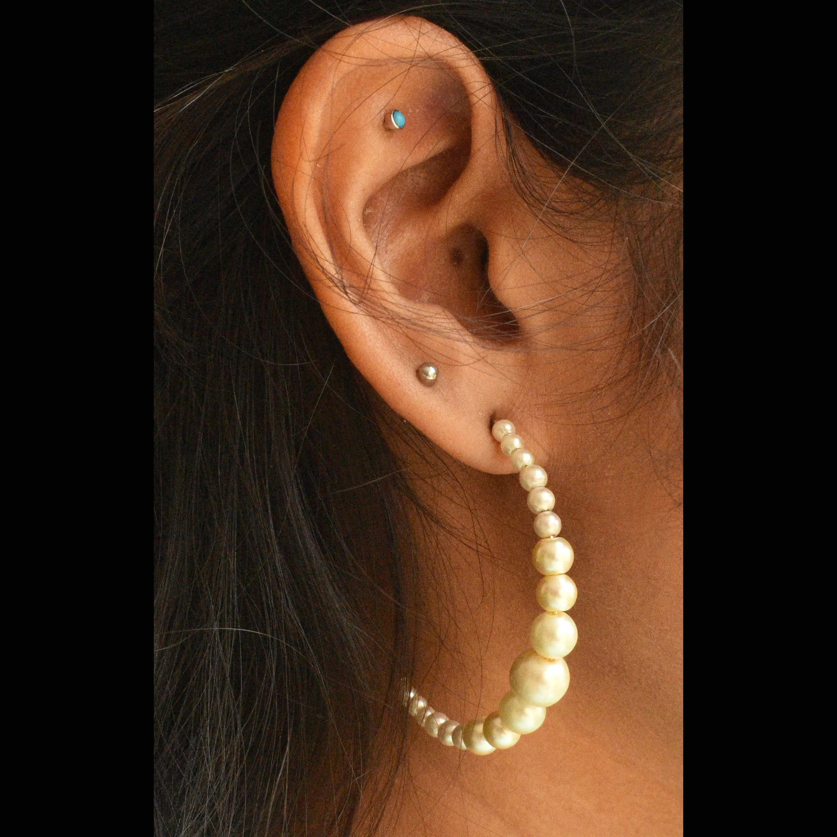 Peppy Pearl Half Hoop Earrings