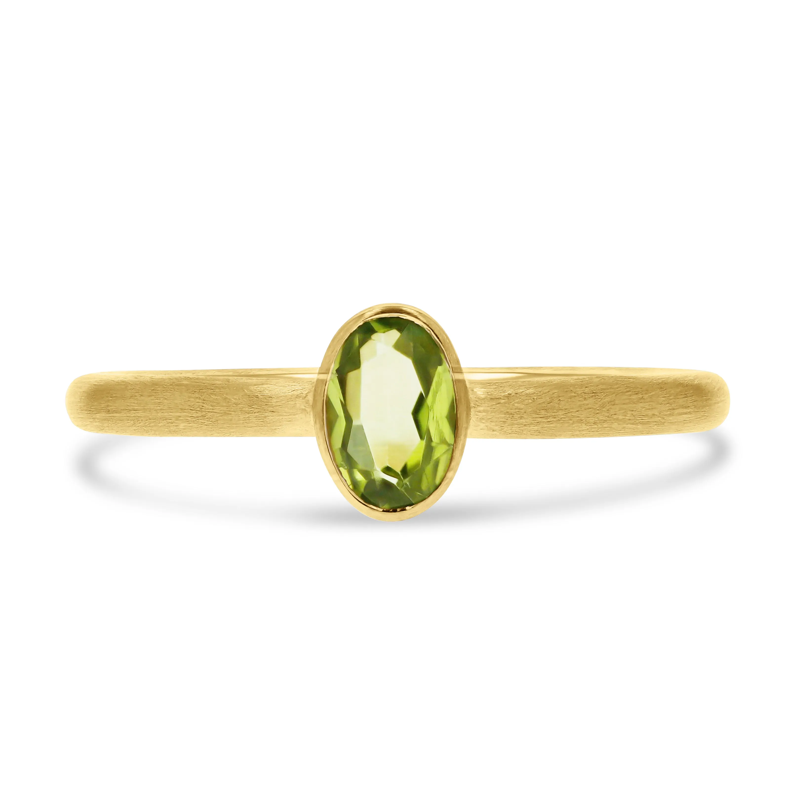 Peridot Bezel-Set Gold Ring
