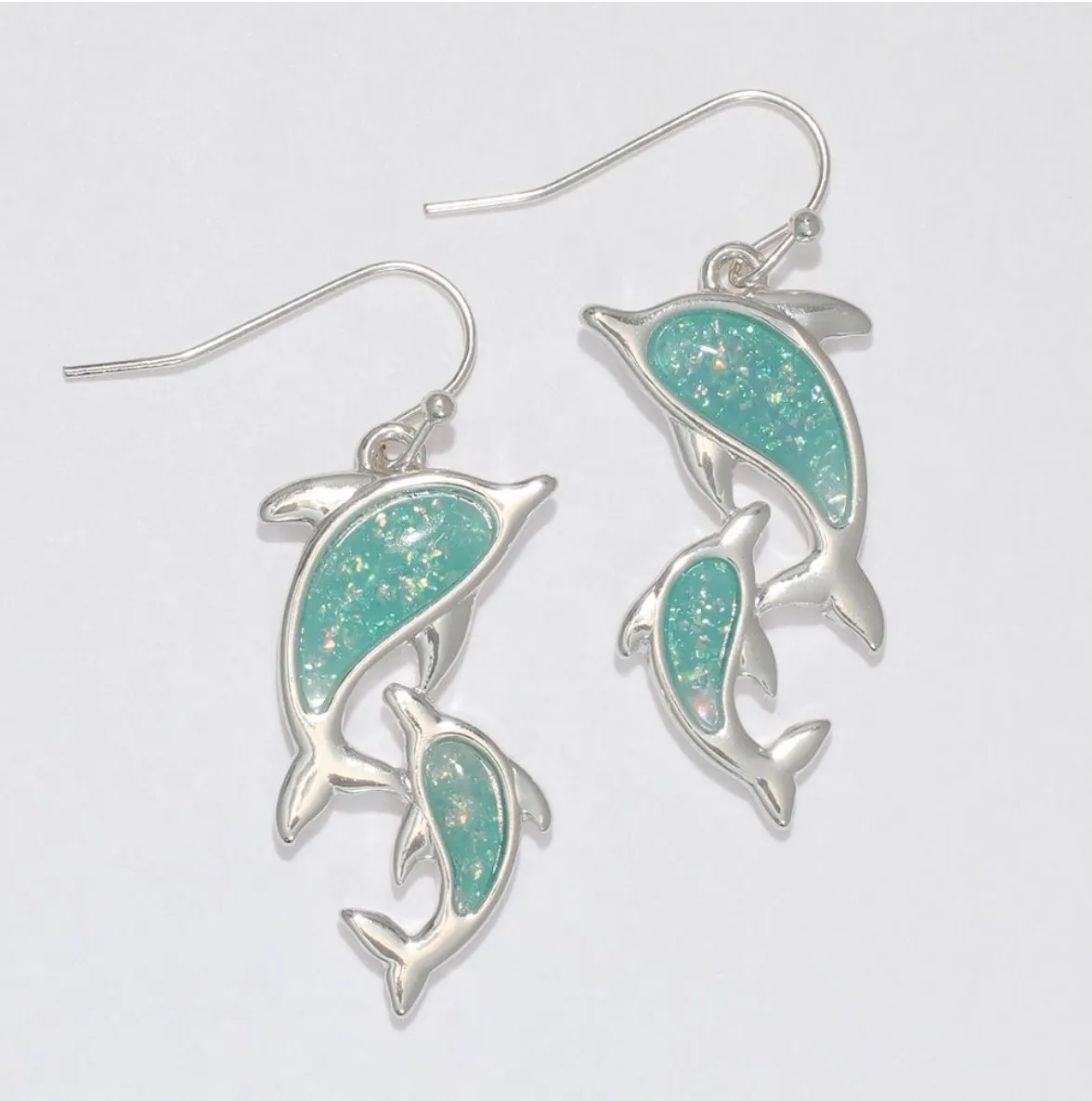 Periwinkle Sparkling Aqua Dolphins