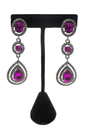 Pink and Silver Drop Earrings