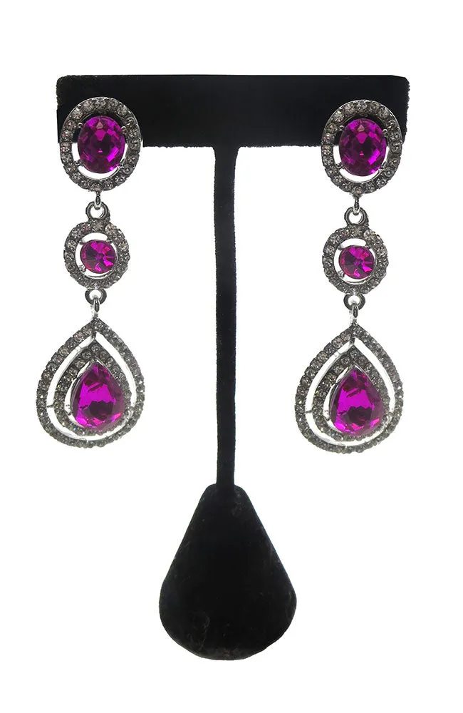 Pink and Silver Drop Earrings