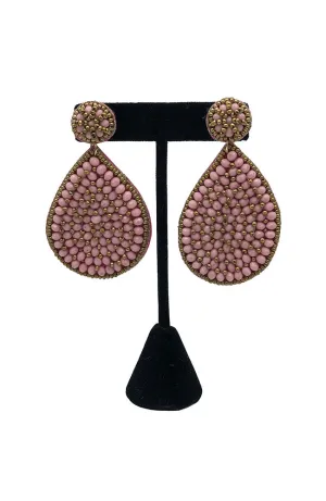 Pink Bead Teardrop Earrings