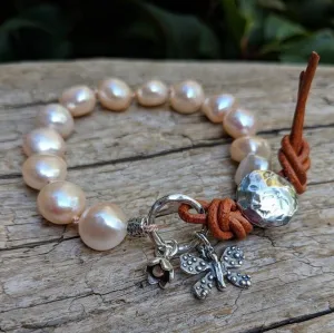 Pink Pearl Butterfly Bracelet