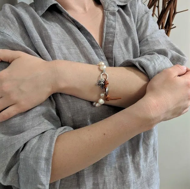 Pink Pearl Butterfly Bracelet