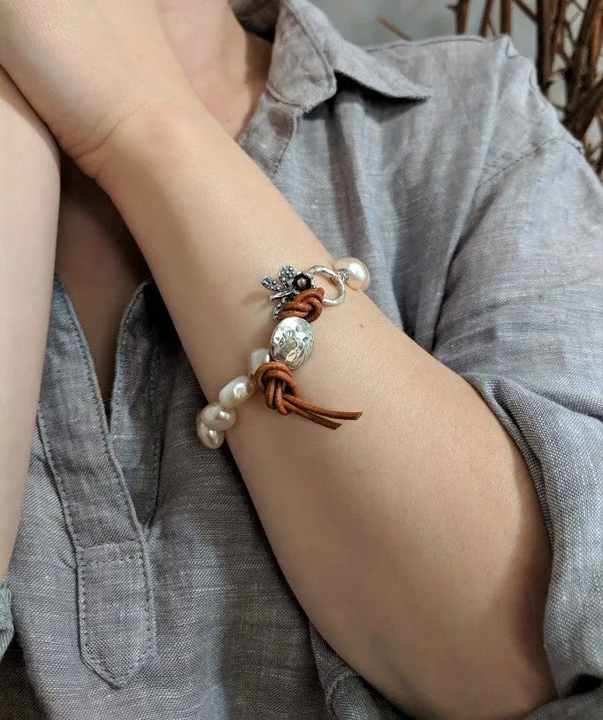 Pink Pearl Butterfly Bracelet
