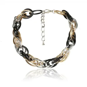 Punk Curb Cuban Twisted Necklace / Vintage Mix Color Thick Necklace / Unisex Jewelry