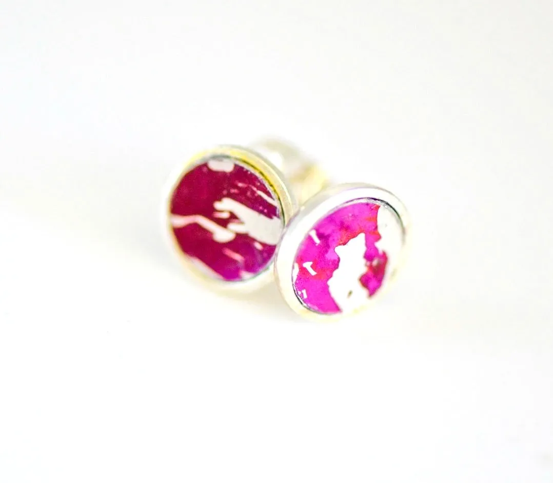 Purple sterling silver and anodised aluminium studs