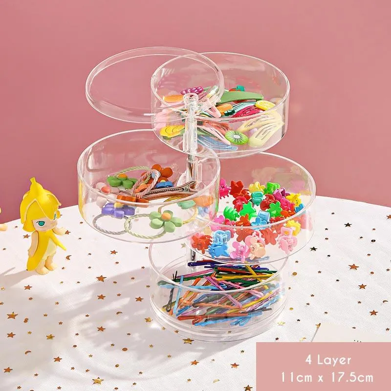 Qfdian Hair Pin Jewelry Transparent Rotating Storage