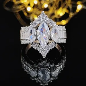 QUALITY RINGS Fashion Big Marquise Cut AAA  CZ Diamonds  Rose Gold Silver Color Ring