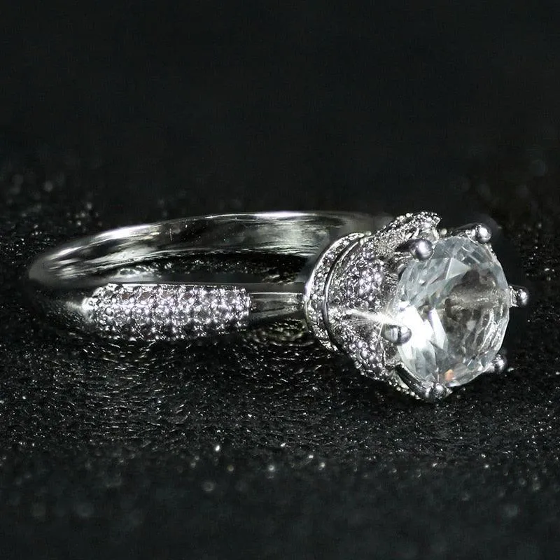 QUALITY RINGS Trendy Luxury Round Cut AAA  Cubic Zirconia Diamonds Solitaire Ring
