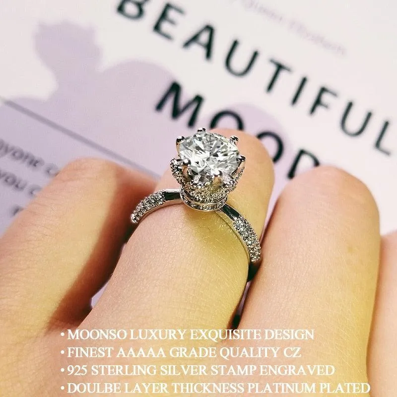 QUALITY RINGS Trendy Luxury Round Cut AAA  Cubic Zirconia Diamonds Solitaire Ring