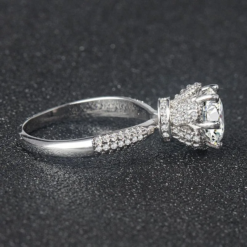 QUALITY RINGS Trendy Luxury Round Cut AAA  Cubic Zirconia Diamonds Solitaire Ring
