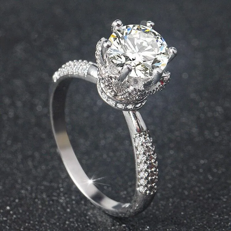 QUALITY RINGS Trendy Luxury Round Cut AAA  Cubic Zirconia Diamonds Solitaire Ring