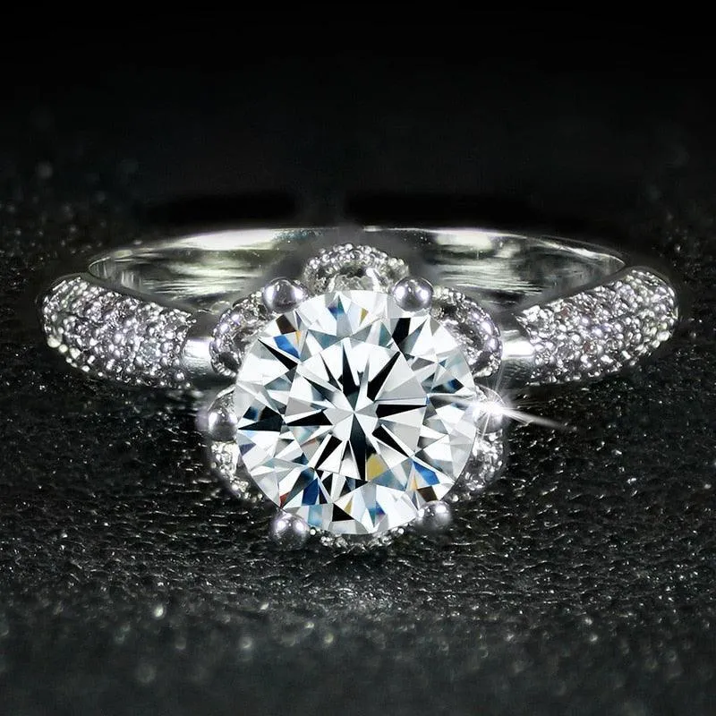 QUALITY RINGS Trendy Luxury Round Cut AAA  Cubic Zirconia Diamonds Solitaire Ring