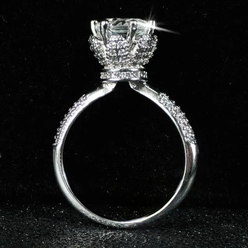 QUALITY RINGS Trendy Luxury Round Cut AAA  Cubic Zirconia Diamonds Solitaire Ring
