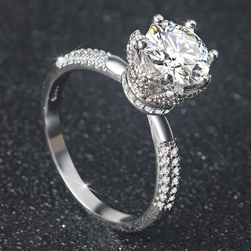 QUALITY RINGS Trendy Luxury Round Cut AAA  Cubic Zirconia Diamonds Solitaire Ring