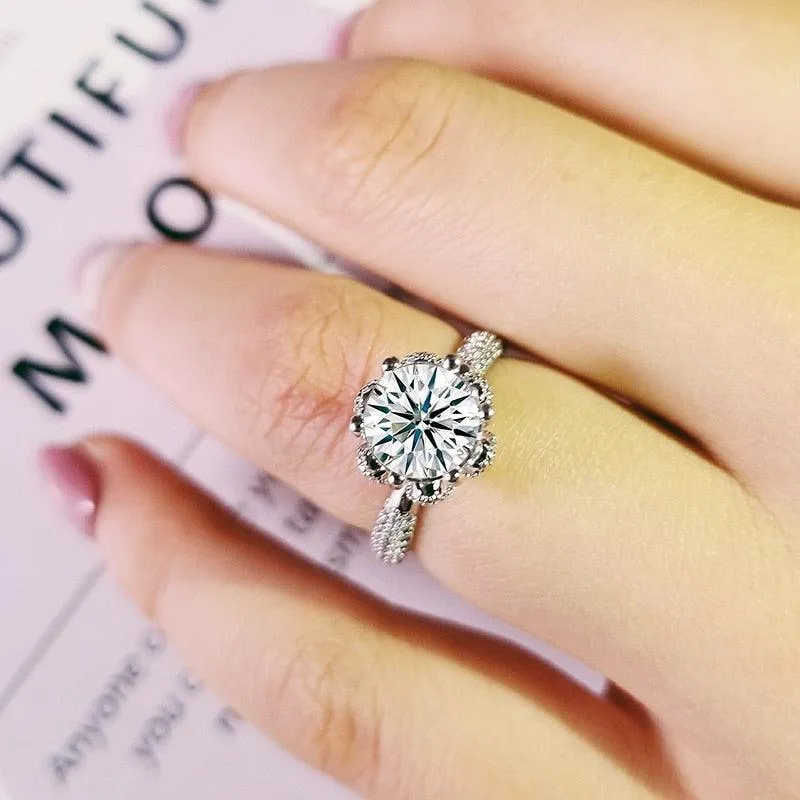 QUALITY RINGS Trendy Luxury Round Cut AAA  Cubic Zirconia Diamonds Solitaire Ring
