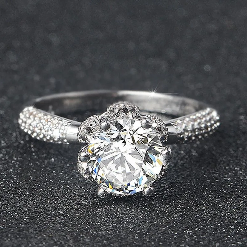 QUALITY RINGS Trendy Luxury Round Cut AAA  Cubic Zirconia Diamonds Solitaire Ring