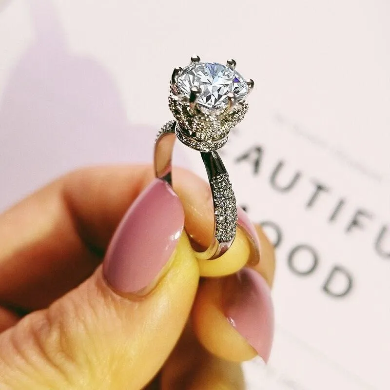 QUALITY RINGS Trendy Luxury Round Cut AAA  Cubic Zirconia Diamonds Solitaire Ring