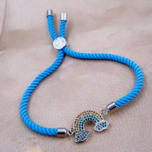 Rainbow Cloud Copper Silver Blue Cubic Zirconia Thread Bracelet Women