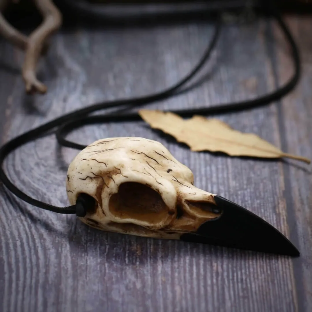 Raven Skull Pendant Necklace
