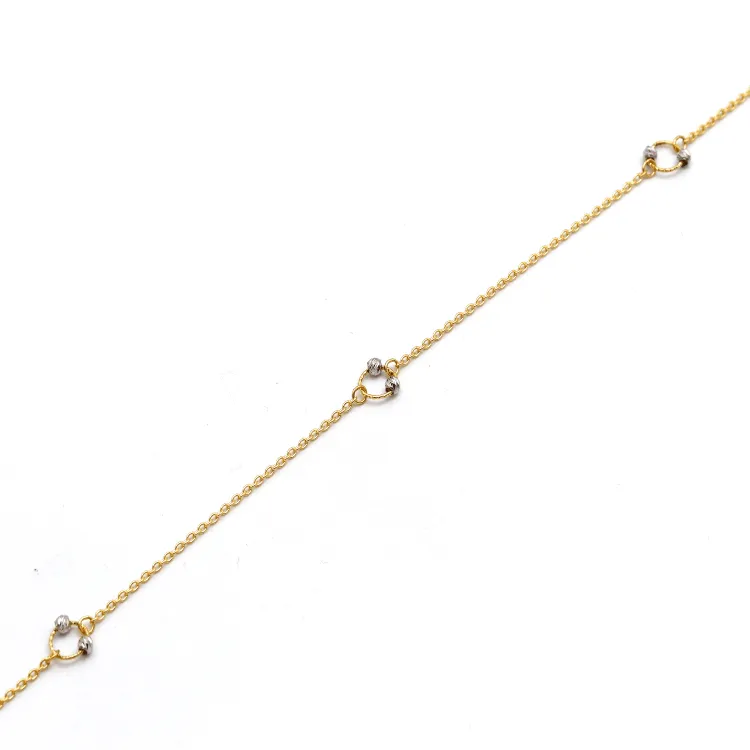Real Gold 2 Color Ball Ring Adjustable Size Anklet 3130 A1332