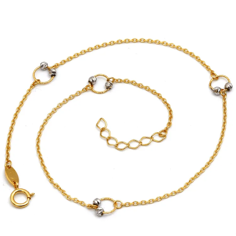 Real Gold 2 Color Ball Ring Adjustable Size Anklet 3130 A1332