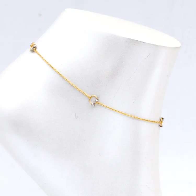 Real Gold 2 Color Ball Ring Adjustable Size Anklet 3130 A1332