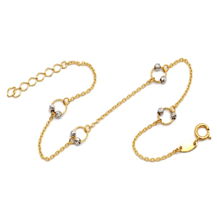 Real Gold 2 Color Ball Ring Adjustable Size Anklet 3130 A1332