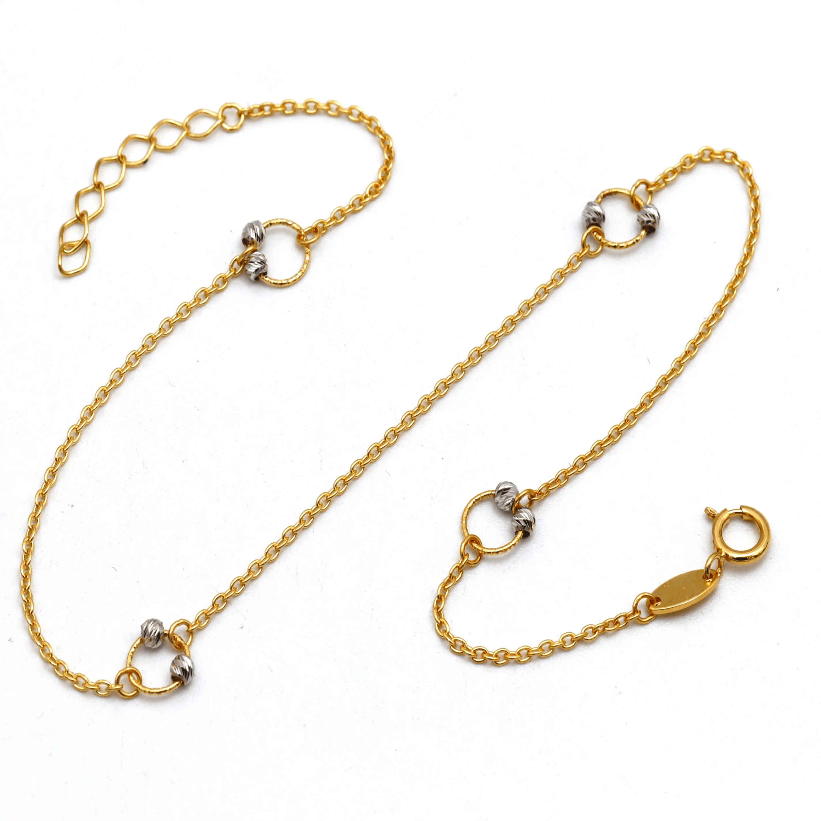 Real Gold 2 Color Ball Ring Adjustable Size Anklet 3130 A1332